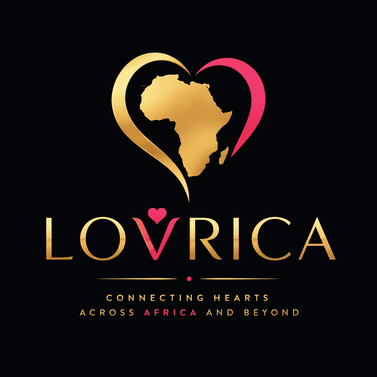 The Lovrica mark: a gold heart wrapped around the African continent